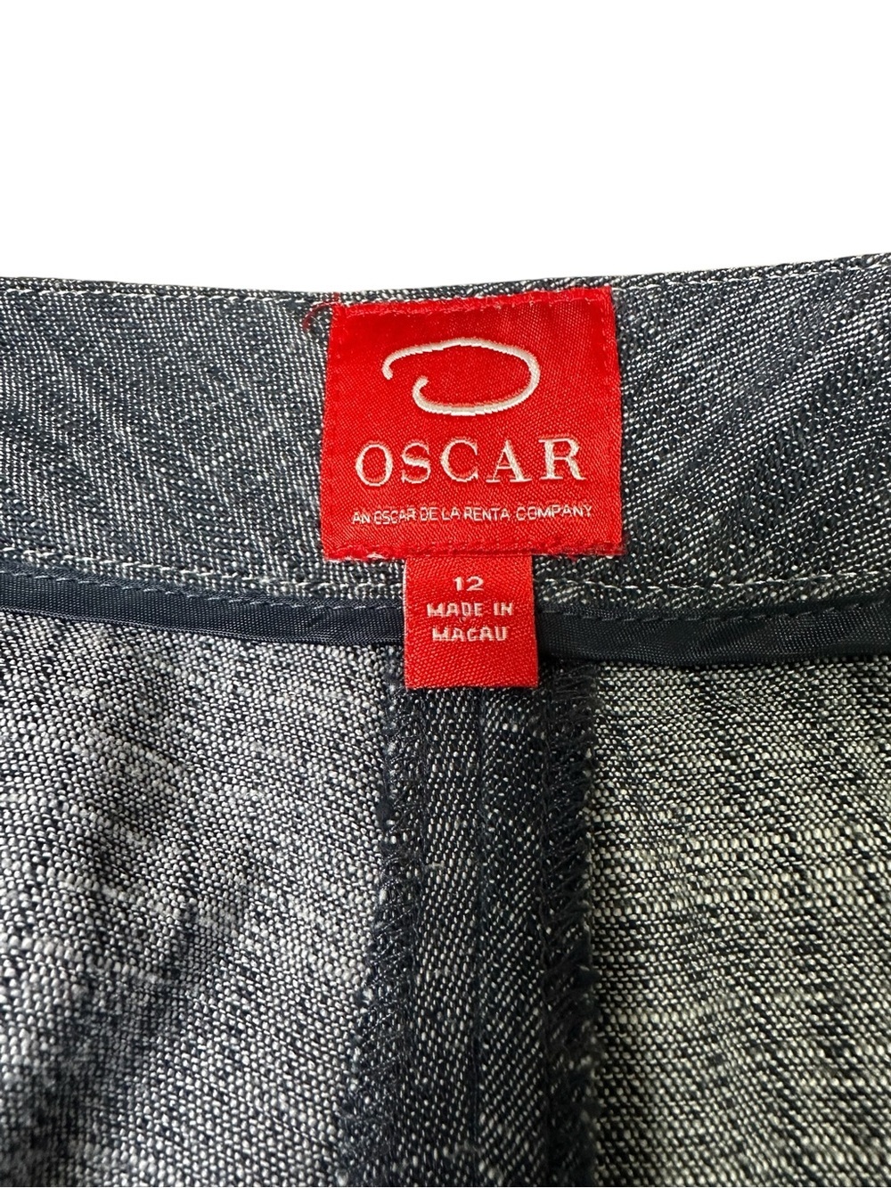 Vintage Oscar by Oscar De La Renta Women’s 12 Dark Chambray Denim Trouser Pant - Picture 12 of 14